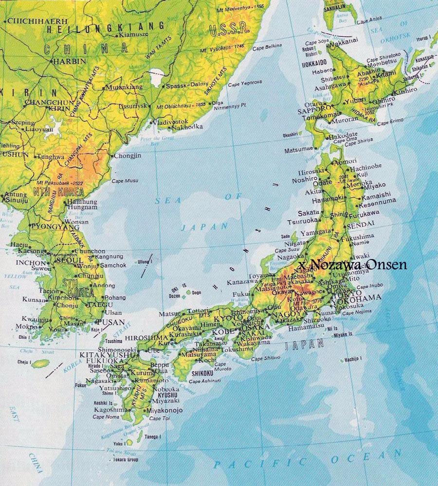 mappa altimetrica del giappone