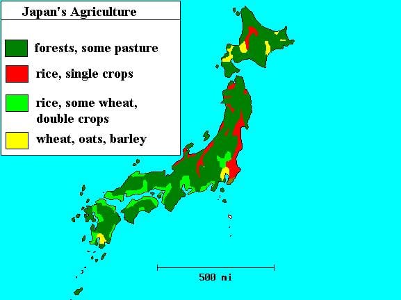mappa del giappone foreste