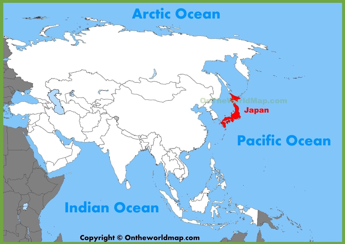mappa di giappone e asia