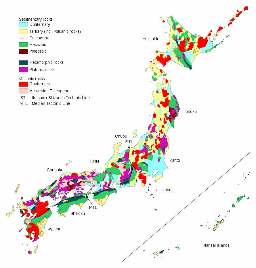 carta geologica del giappone