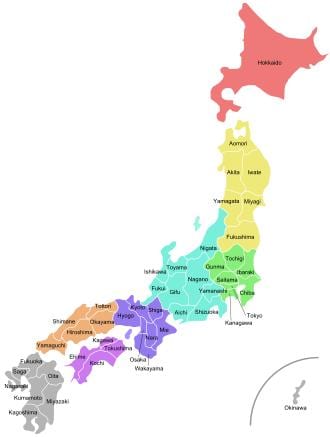 giappone mappa province