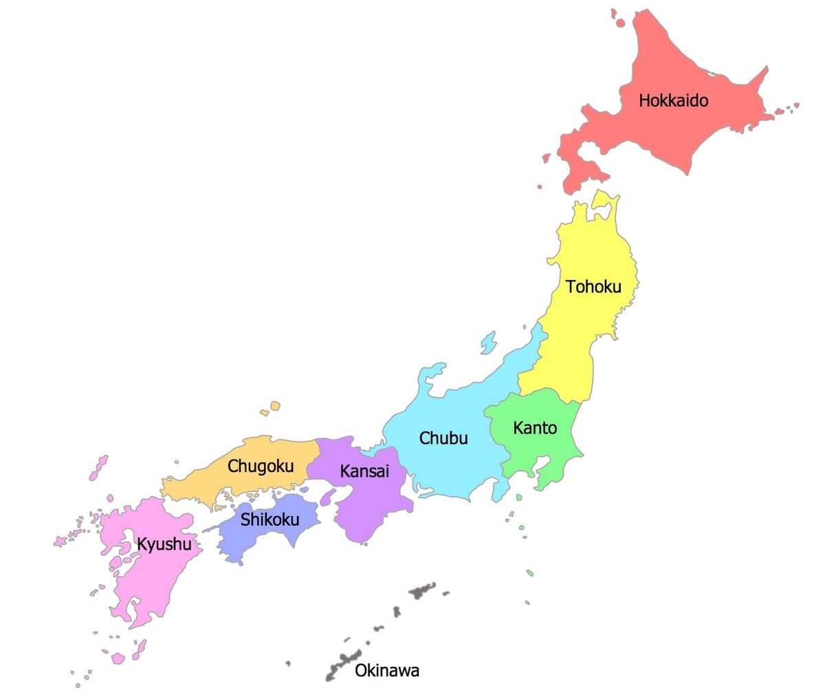 giappone mappa regioni