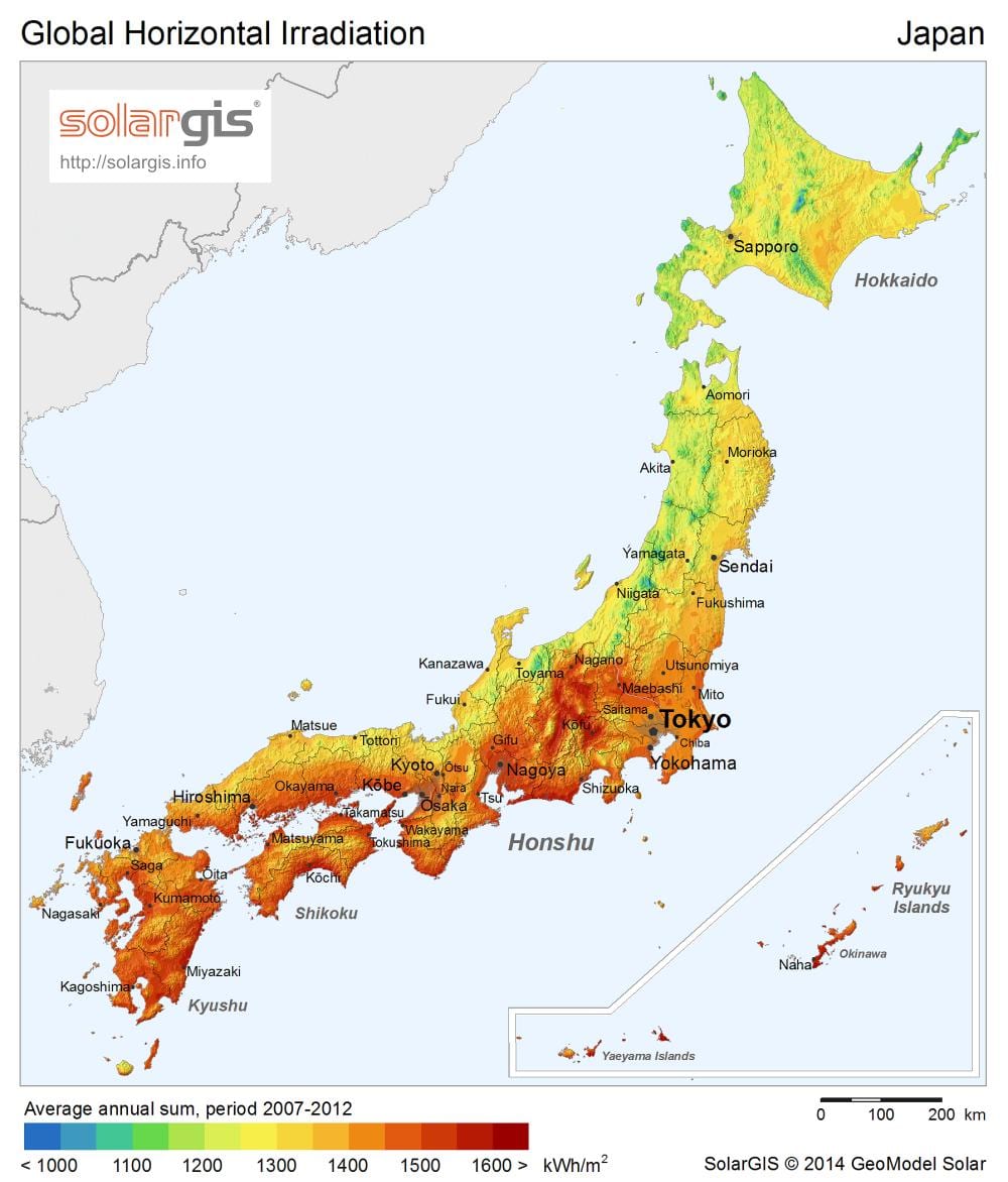 mappa del giappone sole