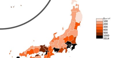 Densità della popolazione la mappa del giappone